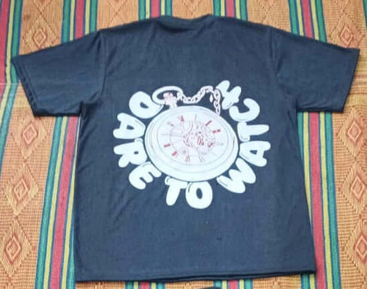 All gray DTW t-shirts featuring a unique design with 'Dare To Watch' graphic