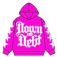 Hot pink down and debt starface hoodie