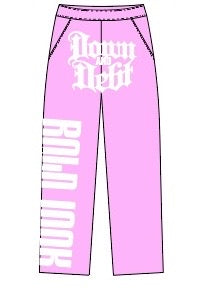 Baby pink down and debt starface pants