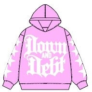 Baby pink down and debt starface hoodie