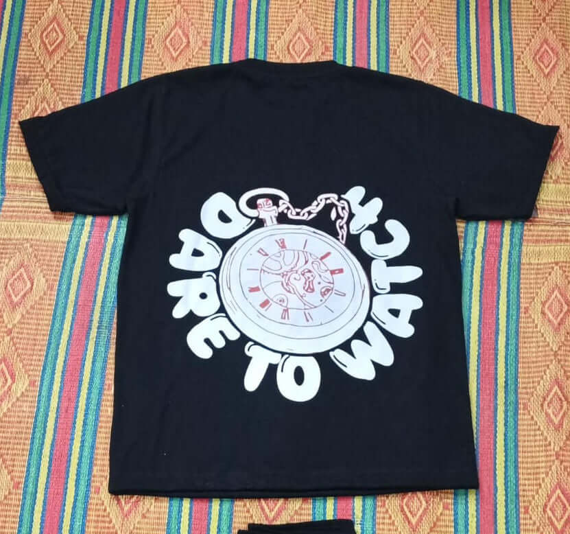 Black DTW T-shirts featuring a unique watch graphic with the text 'Dare to Watch' on the back.