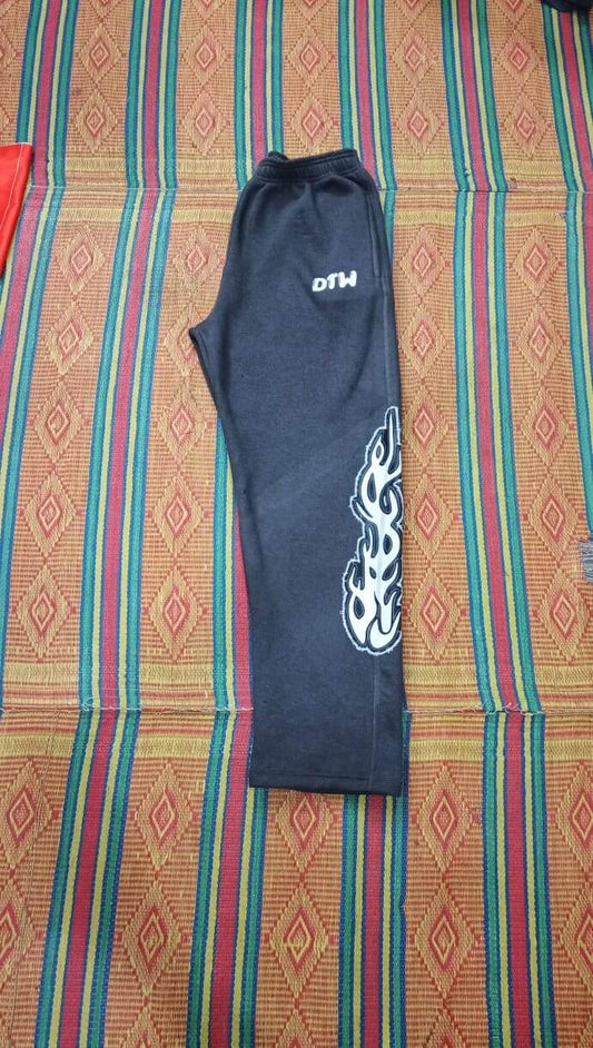 Gray DTW pants featuring a stylish flame design, perfect for comfort and daily wear.