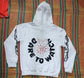 White DTW hoodies featuring a bold graphic design on the back and stylish sleeves.